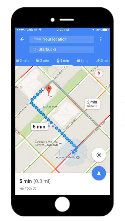 Google Maps User example on cell phone