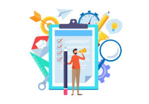 Checklist on the clipboard. Startup the project by schedule plan